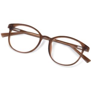 FONHCOO Blue Light Blocking Glasses Women Men Computer Eyeglasses,TR90 Fashion Round Transparent Anti Blue Light Glasses with Anti Eyestrain & UV Glare for Gaming & Reading (Matt Coffee)