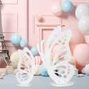 Large Wooden Butterfly Decorations, 3 ft and 2 ft Butter fly Shape Craft for Baby Shower, Birthday, Wedding, Party Backdrop, Freestanding Wood Butterfly Crafts White