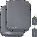 ATEPA Inflatable Stadium Seat Cushion, Self-Inflating Memory Foam Stadium Seats Bleacher Seat Chair Cushion Pad for Airplane Travel Backpacking Sports Events (Xl 2 Pack Grey)