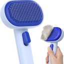 aumuca Skin Friendly Self-Cleaning Slicker Brush for Dogs & Cats, Gentle Pet Grooming Tool for Shedding & Deshedding, Efficient Hair Remover for Long & Short Haired Pets (Blue)