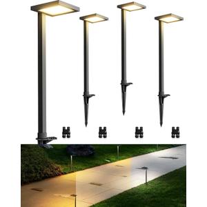 SUNVIE 3CCT Low Voltage Pathway Lights Wired Pathway Lights Outdoor 5W 3000K Anti Glare LED Low Voltage Landscape Lighting Waterproof Landscape Path Lights for Walkway Backyard Garden Patio, 4 Pack