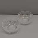 Woven Glass Soup Bowls Set of 2. Decoration Glass Mixing Bowl. 8 inch Large Salad Bowls. 44 oz. Suitable for Fruit, Dessert, Candy, Snack & More. (Clear)