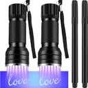 Tegeme 4 Invisible Ink Pen Set 2 Invisible Marker 2 Blacklight Flashlights with UV Black Light Markers Disappearing Ink Pen for Secret Notes Holiday Gifts Favors(21 LED)