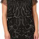 Adrianna Papell Women's Beaded Cocktail Dress (10, Black/Gunmetal)
