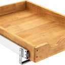 DINDON Pull Out Cabinet Organizer (14" W x 18" D) 1 Tier, Single Tier Oak Wood Under Cabinet Slide Out Shelf Drawer Box
