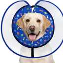 Dog Cone Collar with Enhanced Anti-Licking, Inflatable Dog Cone After Surgery, Adjustable Size with Soft Padding for Small Medium Large Dogs - Blue/L
