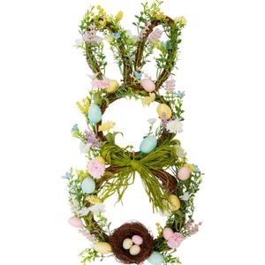 27 Inch Easter Wreath for Front Door Bunny Wreath Cute Easter Door Decorations Gifts Pastel Eggs Spring Flower Home Decor Party Holiday