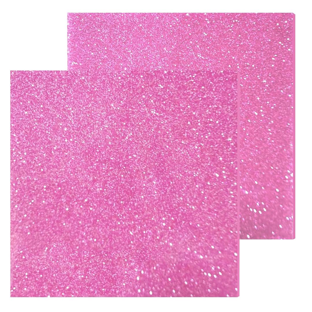Glitter Acrylic Sheets 1/8 in Thick 8x8 Cast Sparkly Acrylic Sheets 3mm for Laser Cutting, Engraving, Invitation Blanks, Signs, Festival Decorations, Pink, 2 Pack
