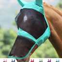 Harrison Howard CareMaster Pro Luminous Horse Fly Mask Large Eye Space Long Nose with Ears UV Protection for Horse Summer Mint Full Size