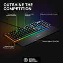 SteelSeries Apex 3 RGB Gaming Keyboard 10-Zone RGB Illumination IP32 Water Resistant Premium Magnetic Wrist Rest (Whisper Quiet Gaming Switch)