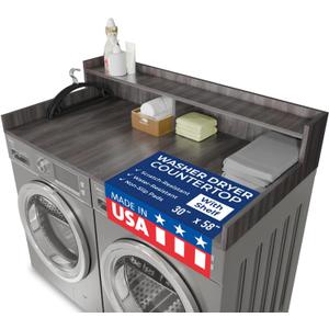 OfficeSimpli Large Washer Dryer Countertop with Shelf - 30 x 58 Inch - Made in USA Laundry Countertop Over Washer and Dryer with Non-Slip Pads, Storage Shelf, Laundry Topper Organizer, Iconic Maple