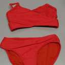 Kanu Surf Girls Coral Reef Beach Sport Wrap Around Bikini 2-Piece Swimsuit (8, Rib Solid Red)