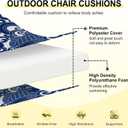 downluxe Outdoor Chair Cushions Set of 4 for Patio Furniture, Water-Resistant Patio Chair Cushions with Ties, High Density Foam Outdoor Seat Cushion, 17" X 16" X 2", Blue Carp