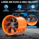 12 Inch Utility Blower Fan, 550W Portable Industrial Cylinder Axial Fan with 33Ft Duct Hose, 3243 CFM High-Velocity Air Extractor Fan Exhaust/Ventilation for Basement Workshop Warehouse Paint Booth