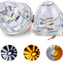 2PCS Dual Color Big LED Watermelon Lights, 3 Inch Clear Lens Yellow White 5W LED Side Marker Turn Signal Lights with Bezel for Semi Trucks Trailers Pickups RVs SUVs