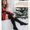 4 x Toulite 6 Pairs Fleece Lined Thigh High Socks Warm Thick Elastic over Knee Leg Warmers for Women Boot Stocking for Winter (Black)