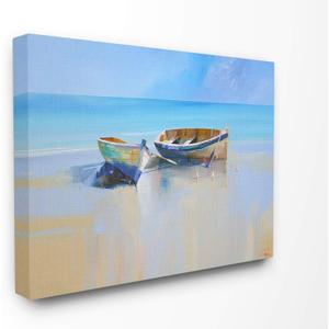 Stupell Industries Two Row Boats at The Shining Shore Painting Canvas Wall Art, 30 x 40, Multi-Color