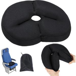 BALAPET Portable Foldable Travel Seat Cushion,Thick Airplane Seat Cushion for Long Flights,Travel Essentials Adjustable Pad for Flying, Airplane, Office, Home, Trains, Cars(14.9x11.8x1.6in)