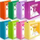 Sinload 8 Pcs 6 Inch 3 Ring Binder Heavy Duty Locking D Ring, Multicolor