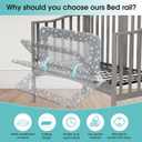 NUTIKAS Crib Rail Guard for Toddlers - 35.4" Toddler Bed Rails Convertible Safety Side Protector Swing Down Mesh Breathable Bed Barriers with Reinforced Anchor Safety