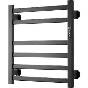 Electric Towel Warmer Wall Mounted, 6 Bar Heated Towel Rack with Intelligent Timer & Temp Control, Plug-in/Hardwire, Left and Right Compatible