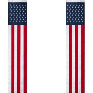 2Pack 65Inch Patriotic American Flags Door Bunting Banner Memorial Day Decoration Hanging Outside Porch Bunting Red White Blue Banner Outdoor Dcor 4th of July USA Decor Pulldown for Veterans Labor Presidents Flag Election Day
