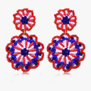 Statement Beaded Drop Earrings for Women Layered Bead Dangle Earrings, Red Blue White
