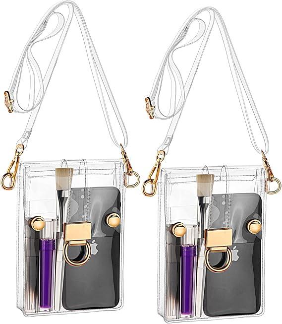 Clear Bag Stadium Approved 2 Pieces Transparent Crossbody Bag Clear PVC Bag Plastic Clear Side Bag See Through Crossbody Bags for Women Girls Men Cell Phone Sporting Events Concert School Clear Bag Stadium Approved 2 Pieces Transparent Crossbody Bag Clear PVC Bag Plastic Clear Side Bag See Through Crossbody Bags for Women Girls Men Cell Phone Sporting Events Concert School