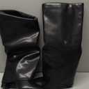 Modatope Knee High Boots Women Fold Over Knee High Boots Chunky High Heels Long Boots Zipper Pointed Toe Dress Tall Boots for Women 7.5