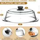 2 in 1, Tall Glass Microwave Splatter Cover for Food & Microwave Place Mat, Plate Splatter Guard Lid with Silicone Handle Knob, Cookware & Bakeware Serving Dish Cover, Food Grade, No Plastic, 10in