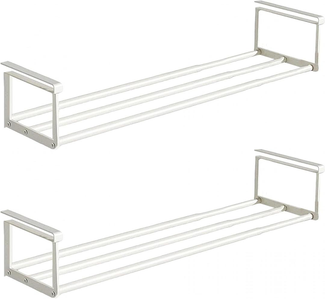 Expandable Shoe Rack Organizer - Adjustable Shoe Rack & Under Cabinet Shelf - for Shoe or Clothing Storage and Organization, Under Shelf Storage (White,2 Pcs)