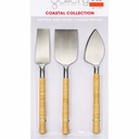 Gallery Coastal Collection 3-Piece Cheese Knife Set (6.75”) – Rattan Handle & Stainless Steel Blades