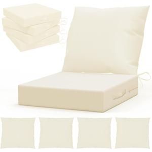 LAGRATY Outdoor Chair Cushions for Patio Furniture24" x 24" Deep Seat Cushions with Backrest for Couch Sofa Chair - Waterproof Fade-Resistant Patio Cushion (Set of 4,Beige)
