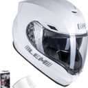 LEM Motorcycle Helmets Full Face, Helmets for Men DOT Certified, PINLOCK & DVS Dual Vision, Motorcycle Street Bike Helmet for Adults Fiberglass Shell Bluetooth Ready for Cruiser(White, Size M)