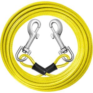 jenico Dog Tie Out Cable: 10ft Dog Leads for Yard Heavy Duty - Reflective Chain Leash for Outside Small Large Dogs Up to 125lbs Outdoor Runner Camping (Yellow)