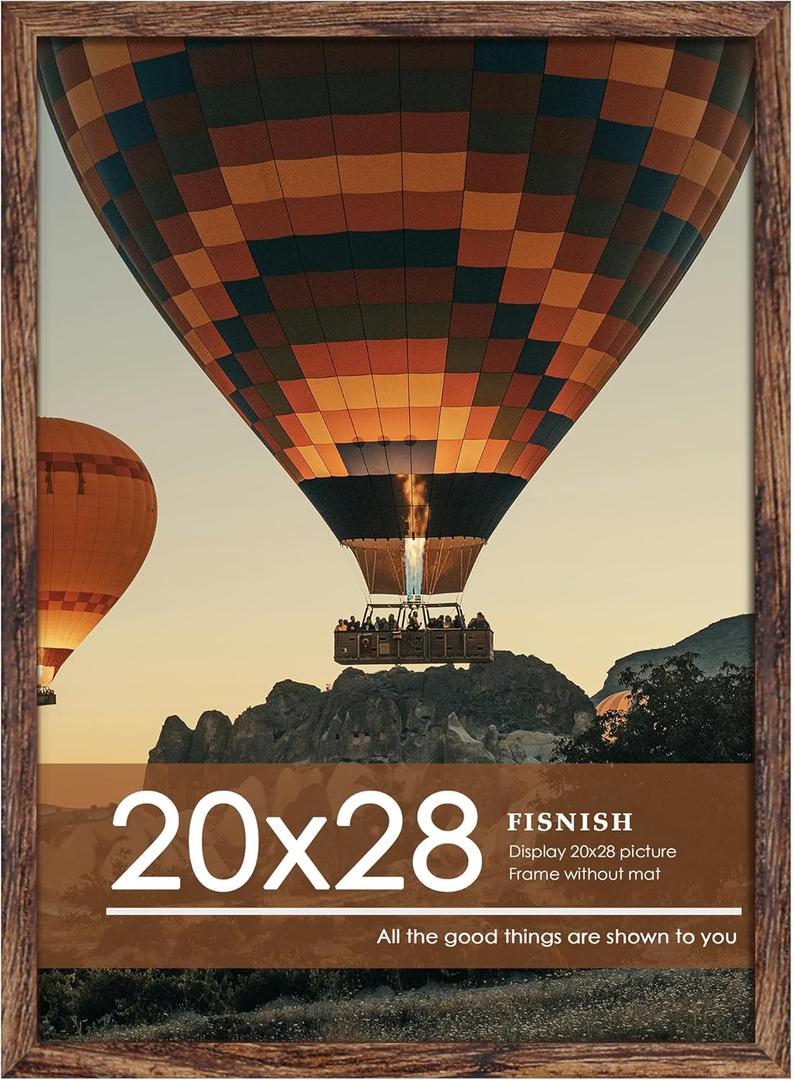 20x28 Picture Frame, Classic Brown 20 x 28 Poster Frame for Horizontal or Vertical Wall Mounting, 1 Pack