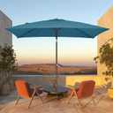 JEAREY 6.5x10 ft Rectangular Patio Umbrellas Rectangle Outdoor Umbrella with Push Button Tilt and Crank, Market Table Umbrella 6 Sturdy Ribs UV Protection for Poolside Garden Backyard Deck, Lake Blue