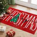 HUGEAR Christmas Area Rug 2x3 Entryway Rug Machine Washable Rugs Red/Green Christmas Decorative Doormat Low Pile Carpet Xmas Non-Slip Small Rug for Bedroom Kitchen Entryway Bathroom Kitchen