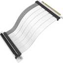 Cooler Master MasterAccessory Riser Cable PCIe 4.0 x16 200mm V2 White, PCIe 4.0 | Older Compatible, EMI shielded 30 AWG, TPE Cable Sleeves, Protective ABS Casing for GPU Card (MCA-U002R-WPCI40-200)