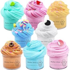 HOGFIT Butter Slime Kit for Girls 8 Pack, Party Favors with Watermelon, Coffee, Mint, Candy, and Lemon Slime, Stretchy and Non-Sticky, Stress Relief Toy for Boys, Easter Basket Stuffers