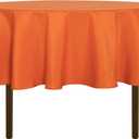 sancua Round Tablecloth - 60 Inch - Water Resistant Spill Proof Washable Polyester Table Cloth Decorative Fabric Table Cover for Dining Tables, Buffet Parties and Camping, Orange