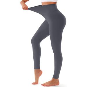 Bluemaple High Waisted Leggings for Women - Tummy Control Pants Non See Through Workout Soft Yoga Pants for Running Plus Size (Gray)