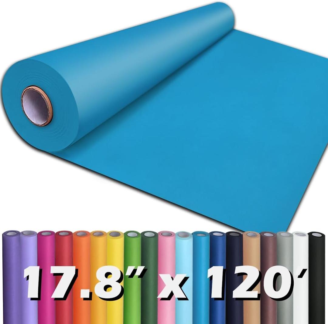 PerkHomy 17.8" x 1,440" (120') Lake Blue Kraft Paper Roll for Craft Bulletin Board Paper Art Table Covering Crafting Gift Wrapping Bouquet Packing Parcel 80GSM 55LB (Lake Blue, 17.8" x 120')