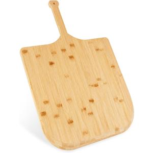 16 Inch Bamboo Pizza Peel, Natural Wooden Pizza Paddle with Long Handle & Hanging Hole, Beveled Edge Pizza Spatula for Homemade Pizza, Bread Baking, Indoor & Outdoor Pizza Oven Accessories