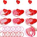 Skylety 26 Pcs Mother's Day Ring Toss Game for Wedding 6 Targets Stands and 20 Rings Combo for Indoor Outdoor Anniversary Party Game Table Centerpiece Decoration (Red)