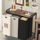 Laundry Sorter 3 Section,Laundry Basket with Wheels,315.8 Gal (60L) Laundry Hamper Organizer with Large Wooden Desktop Sorter,Pull-Out and Removable 900D Oxford Fabric Laundry Bags for Laundry Room (Black+Gray+White)