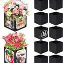 12 Pcs Picture Centerpiece for Table Photo Display, 7x7x9in Photo & Flower Table Centerpiece Picture Frame Box Suitable 4x6/5x7in Photo for Valentine's Day Graduation Birthday Wedding Decor (Black)