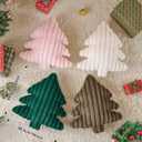 Lanpn Christmas Tree Pillows Set of 2, Christmas Decoration Wide Stripes Winter Throw Pillows Soft Cute 3D Shaped Xmas Tree Throw Cushion for Sofa Bedroom Xmas Decor (18x16 inch, Pink)