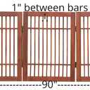 Urnporium Freestanding Wooden Dog Gate Foldable Indoor Pet Gate No Drill Expandable Barrier for Doorways Stairs Hallways Portable Wood Fence for Small Dogs & Puppies (Brown Pet Gate, 5 Panel 24" Tall)