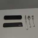 4-pieces Travel Set with Case Portable Silverware Utensils Set for work, Stainless Steel Reusable Flatware Set Cutlery Set for Camping Picnic Hiking Office (6.7inch, Silver)